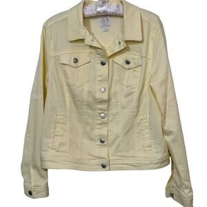 Westport 1962 Women Jean Jacket Yellow Metal Button Chest Pockets SZ M